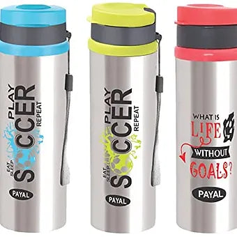 Porpoise Stainless Steel Water Bottle With Sipper Cap (Pack of 1/2/3)