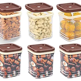 PORPOISE containers Airtight Storage Set (Spring, Small), Pack of 6 (Brown)