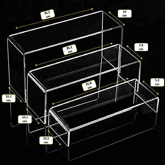 Porpoise Acrylic Display Stand for Shop | Showroom | Size 3 Step Acrylic 5mm