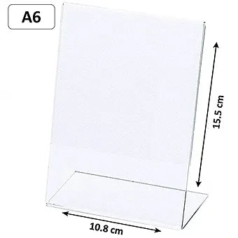Porpoise A6 (4*6 inch) Acrylic Menu Sign Holder L Shape Portrait Style