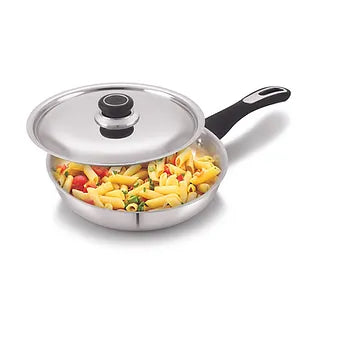 Anjali Fiesta Pro Stainless Steel Fry Pan with Lid Size - 22 | Gas & Induction C