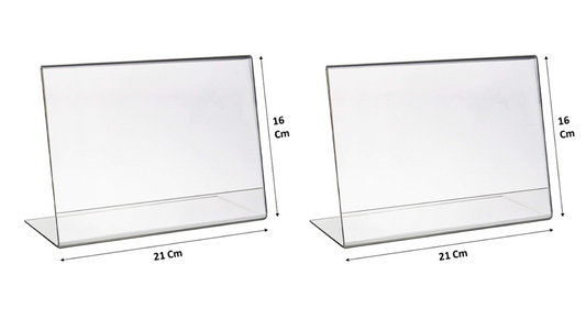 A5 Acrylic Sign Holder Horizontal, Landscape L Shape Double Sided Clear Frames, Plastic Paper Flyer Display Holder, Document Menu Table Stand for Office, Store Landscape Pack of 4