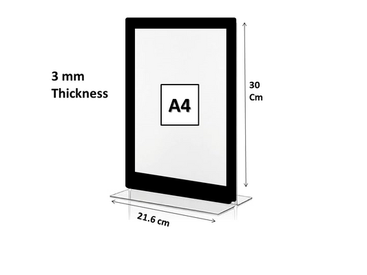 Acrylic A4 Size T Shape Display Stand With Border Paper Stand ,Card Holder Stand Pack of 1