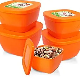 PORPOISE 5 Piece Microwave Safe Kitchen Food Storage Container (Orange 5pc)