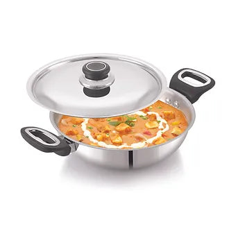 Anjali Fiesta Pro Stainless Steel Kadai with Lid | Gas & Induction Compatible