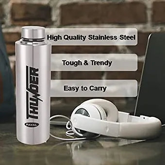 Porpoise Water Bottle Stainless Steel Thunder, Silver (Pack of 1)