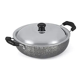 Anjali - DKD25 Non-Stick Kadai with Stainless Steel Lid, 2.5/3,25 litres, Black