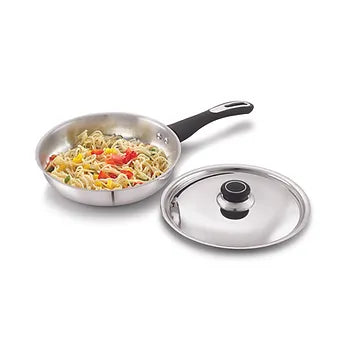 Anjali Fiesta Pro Stainless Steel Fry Pan with Lid Size - 22 | Gas & Induction C