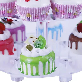 Porpoise Round Cupcake & Cake Stand, Cupcake Tower Stand (3 layer Round Clear)