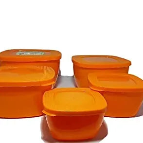 PORPOISE 5 Piece Microwave Safe Kitchen Food Storage Container (Orange 5pc)