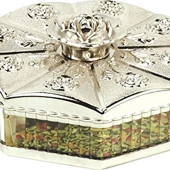 PORPOISE Silver Jar & Container with Lid 4 compartment Gift Set Rose Big Size