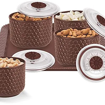 PORPOISE Four pc Jar & Container With Tray Set (Euro-02/04) (Brown)