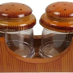 Porpoise Salt Pepper Shaker Spice Holder (Woodland) Set Holder Dispensers