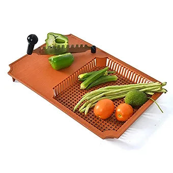 Anjali - Deluxe Fantastique Plastic Vegetable and Fruit Cutter - Brown/Silver