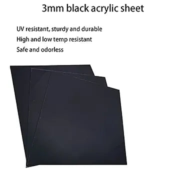 Porpoise Acrylic Sheet 3mm 6"x6" for Glass Painting High Glass (Black)