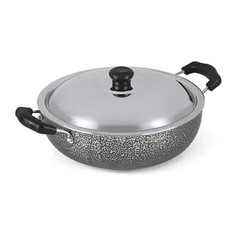 Anjali Aluminium Non-Stick Kadhai Diamond Series with Stainless Steel Lid, 3.25