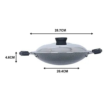 Anjali Non-Stick Appam Chetty with Stainless Steel Lid, 21cm