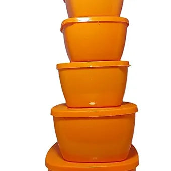 PORPOISE 5 Piece Microwave Safe Kitchen Food Storage Container (Orange 5pc)