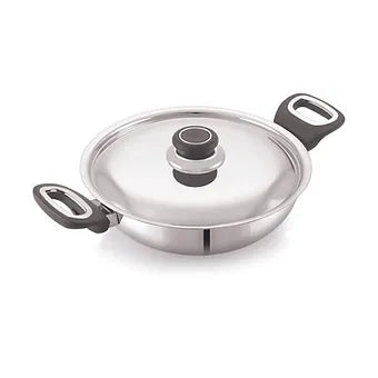 Anjali Fiesta Pro Stainless Steel Kadai with Lid | Gas & Induction Compatible