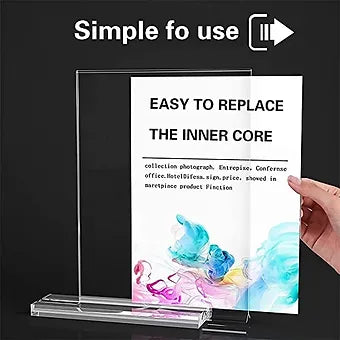 Porpoise A4 Size Sliding Acrylic Sign Holder T Shape Double Sided (8.5*11)