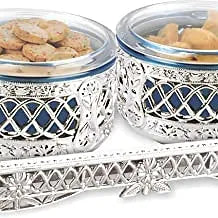 Porpoise Two pc Silver Jar & Container With Tray Gift Set (AT-02) (BLUE)