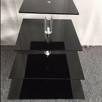 Porpoise Cupcake Stand Black For Birthday Party 3mm (1 piece 4 Layer Square)