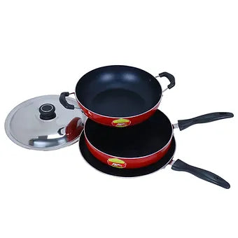 Anjali 3pcs Fab Nonstick Induction Cookware Gift Set with Bakelite Handle Compat