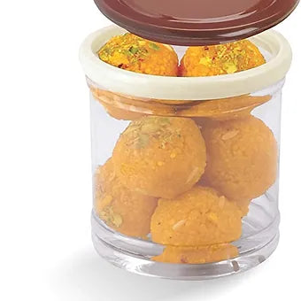 Porpoise Transparent with Air Tight Brown Lid for Kitchen (650ml) Set of 8/12