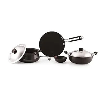 Anjali Aluminium Non Stick 4 Pieces Combo Black