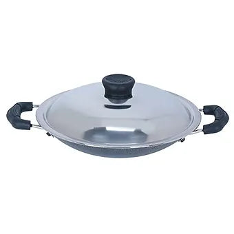 Anjali Non-Stick Appam Chetty with Stainless Steel Lid, 21cm