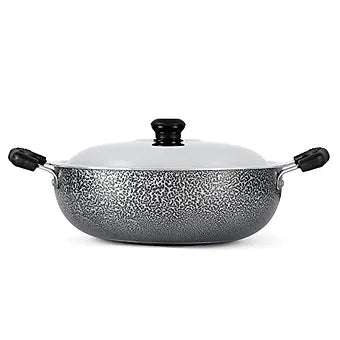 Anjali - DKD25 Non-Stick Kadai with Stainless Steel Lid, 2.5/3,25 litres, Black