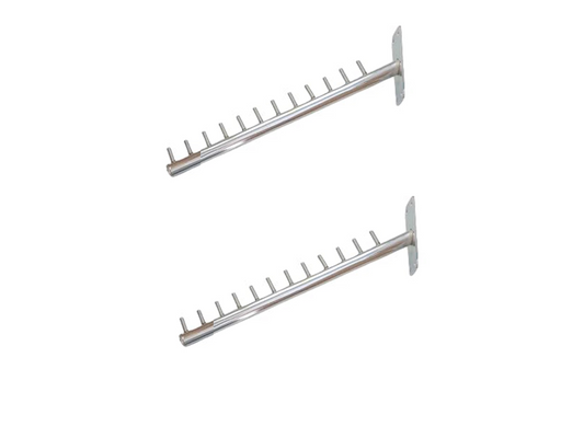 12 Pin Stainless Steel Display Hooks Wall Hanger for Clothes Kitchen, Shop, Boutique, Dining Hall, Showroom, Storage Room, Wardrobe, Supermarket Shoe Stand Indoor Pack of 2