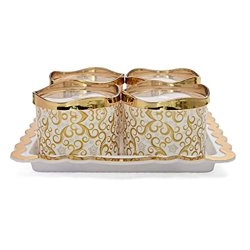 Porpoise 4 piece Gift set with Tray Jar with Lid And Serving Tray - 500 ml, 4 Pc