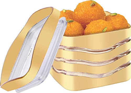 Porpoise Plastic Square Dry Fruit Storage Container Set with Serving Tray L-04,