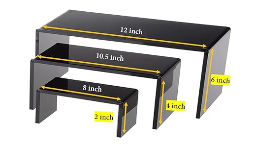 Porpoise Black Colour Acrylic Display Stand 3 Step Acrylic 5mm thickness