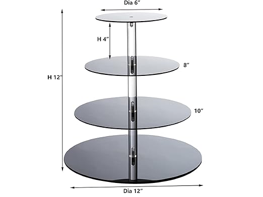 Porpoise Cupcake Stand Black For Birthday Party 3mm (1 piece 4 Layer Round)