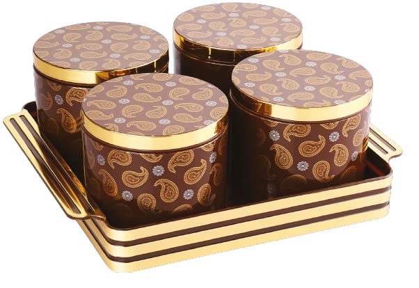 Porpoise 4pc Dry fruit Jar Gift Set Box with Lid with Serving Tray, Storage Cont