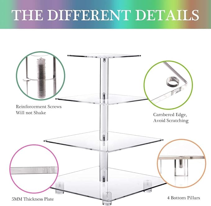 Tiered pastry stand for parties and events, made of acrylic material