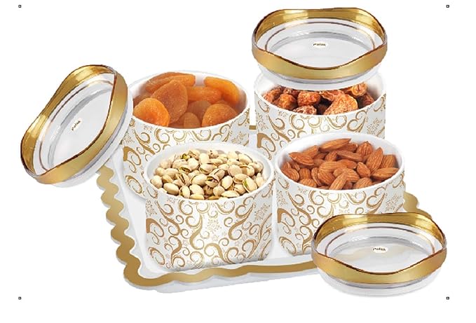 Porpoise 4 piece Gift set with Tray Jar with Lid And Serving Tray - 500 ml, 4 Pc