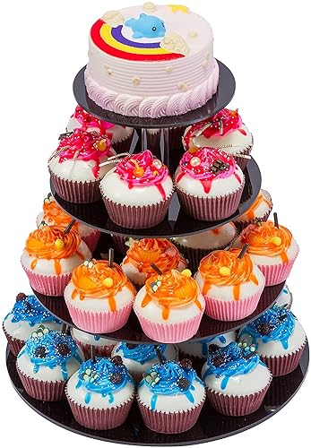 Porpoise Cupcake Stand Black For Birthday Party 3mm (1 piece 4 Layer Round)