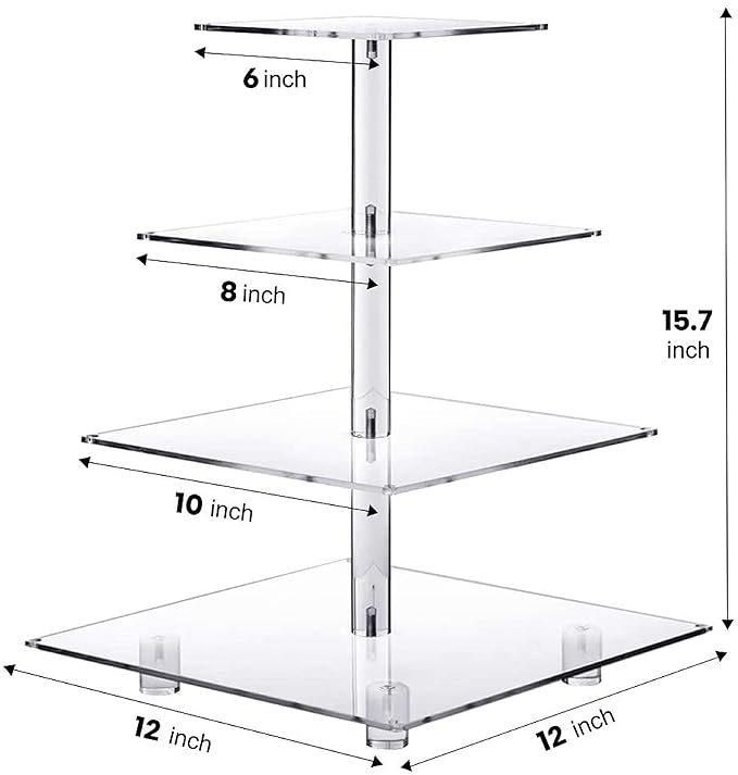 measurement Three-tier acrylic cupcake stand with transparent design