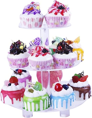 Porpoise Round Cupcake & Cake Stand, Cupcake Tower Stand (3 layer Round Clear)