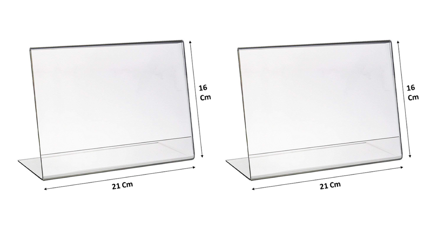 A5 Acrylic Sign Holder Horizontal, Landscape L Shape Double Sided Clear Frames, Plastic Paper Flyer Display Holder, Document Menu Table Stand for Office, Store Landscape Pack of 2