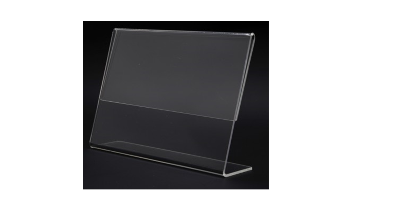 A5 Acrylic Sign Holder Horizontal, Landscape L Shape Double Sided Clear Frames, Plastic Paper Flyer Display Holder, Document Menu Table Stand for Office, Store Landscape Pack of 2