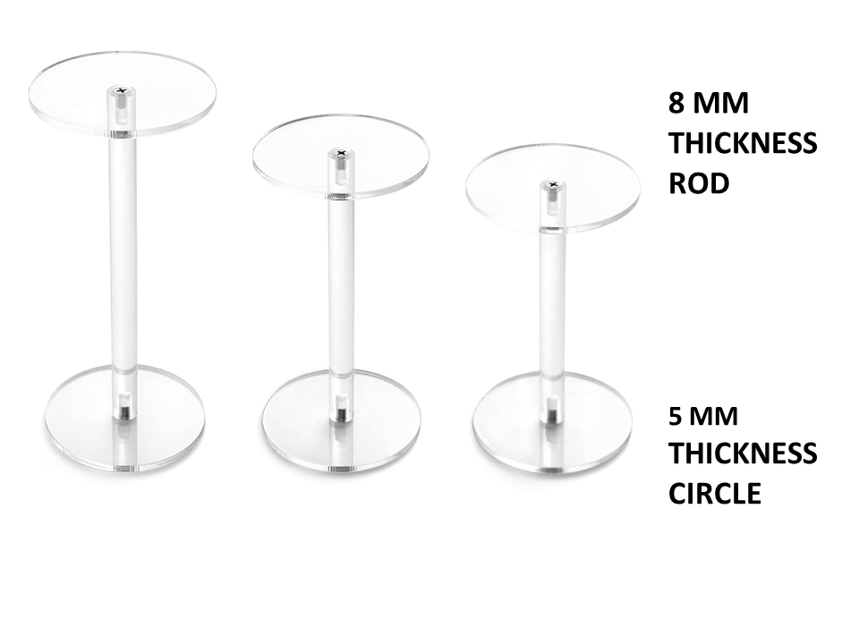 Porpoise Clear Round Acrylic Pedestal Display Risers Stand Set of 3