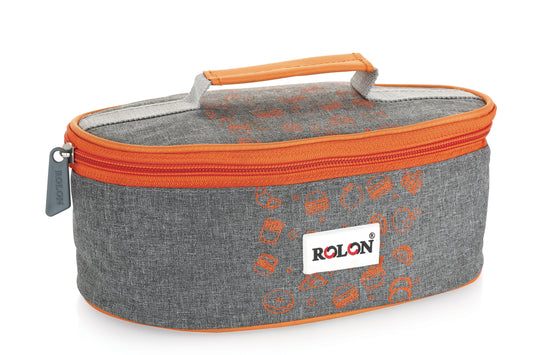 Rolon Lunch Mate Double Decker |Lunch Box | 1 Soft lunch pouch and 2 Small size container and 1 Chapati container| Odor free container| Freezer Safe| 3 colors - Green, Orange, Blue