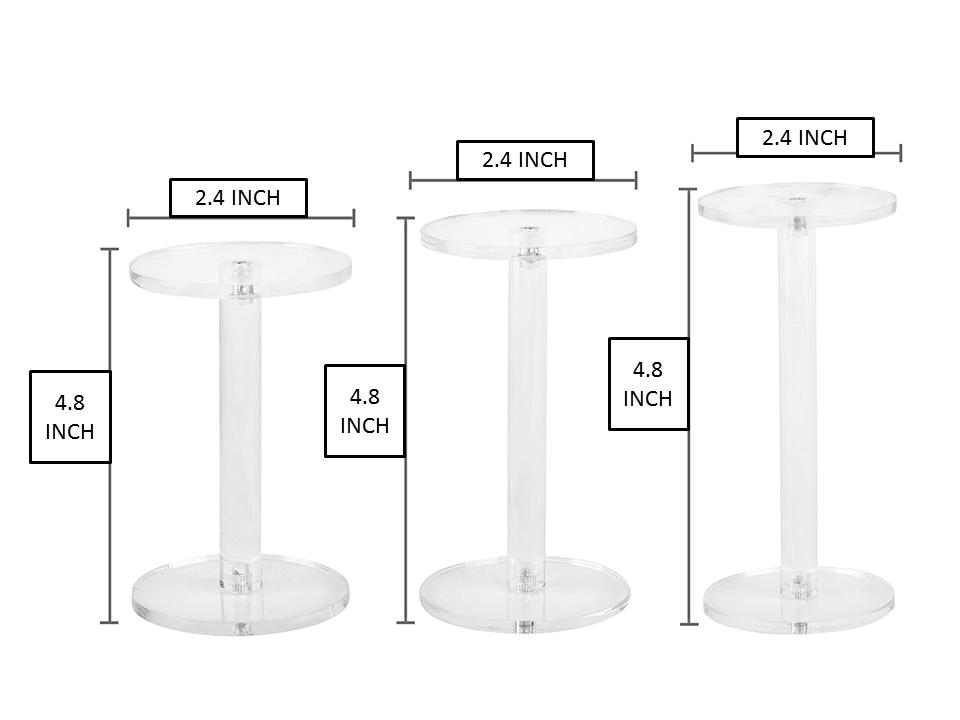 Porpoise Clear Round Acrylic Pedestal Display Risers Stand Set of 3