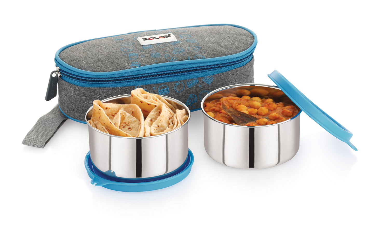 Rolon Lunch Mate 2|1 Soft lunch pouch & 2 Medium size container|Easy to Carry | Leak Proof | Insulated Tiffin