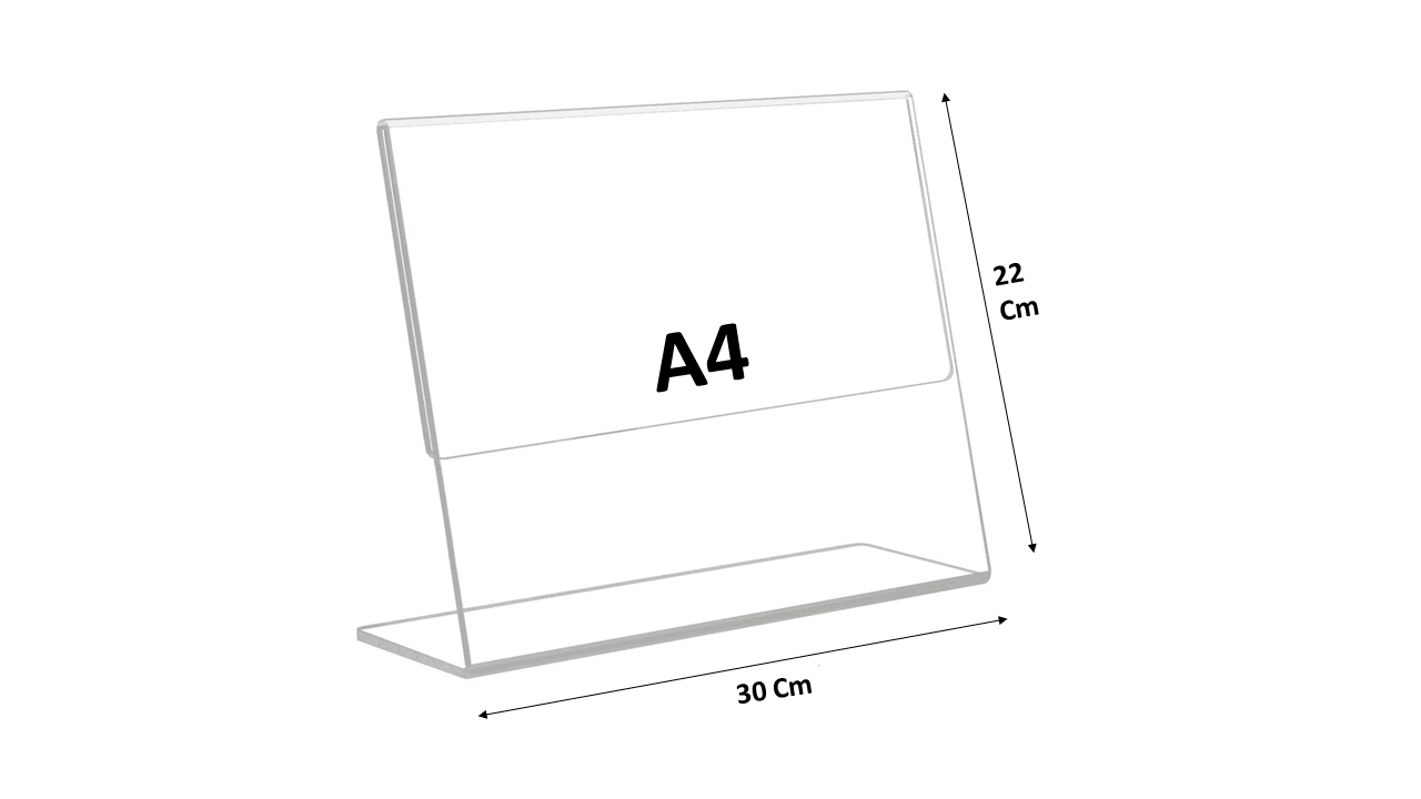 A4 Acrylic Sign Holder 2 Pack Horizontal, Landscape L Shape Clear Frames, Plastic Paper Flyer Display Holder, Document Menu Table Stand for Office, Store -Landscape