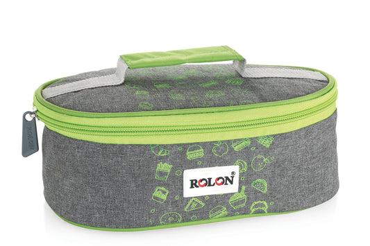 Rolon Lunch Mate Double Decker Big | Lunch Box | 1 Soft lunch pouch and 2 Medium size container and 1 Chapati container | BPA Free | 3 colors - Green, Orange, Blue